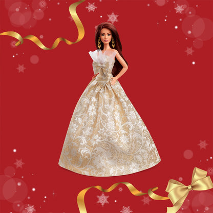 2025 Holiday Barbie Doll 3 - Brunette Hair with CoA - Mattel Creations
